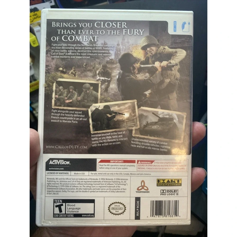 Call of Duty 3 - Nintendo Wii Tested Works No Manual